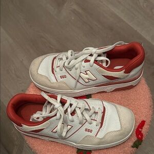 New Balance 550 White and Red Sneakers